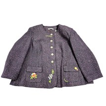 Joe Browns Black//Purple Polyester Tweed Coat Floral Lining Button Desig... - £77.84 GBP