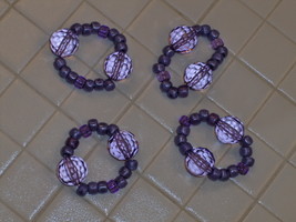 Napkin or Curtain Holder Rings Acrylic Faceted Beads Homemade Set Of 4 - $14.99
