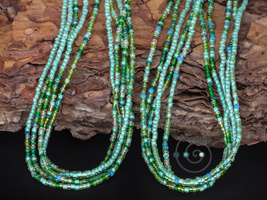 extra-long boho friendship bracelets/necklaces, turquoise, sea green seed beads - £30.37 GBP