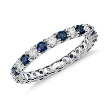 2.70ct Round Blue Enhanced Diamond Classic Shared Prong Eternity Band Ring  - £878.95 GBP