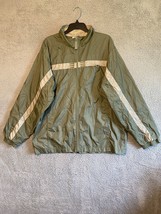 Vintage 2001 Adidas Olive Green Tan Stripe Windbreaker Track Jacket L Fu... - £20.90 GBP