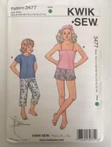 Kwik Sew Pattern 3477 Girls Camisole Pajamas Sleep Pants Shorts PJs Sz XS-XL UC - $11.99