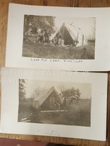 Lot Antique 2 Look Out Camp &quot;Rush Lake&quot; Real Photos Rppc Camping Rifles Hunting - £33.05 GBP
