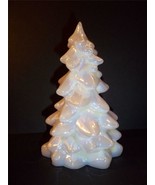 Mosser Glass MILK WHITE CARNIVAL Mother of Pearl 8&quot; CHRISTMAS TREE Figurine - £37.90 GBP