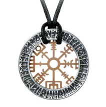 Alchemy Gothic Nordic Viking Rune Niu Heimar Vegvisir Pewter Brass Penda... - $26.45