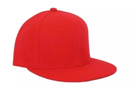 Snapback Hat Baseball Cap With Flat Brim Adjustable Rear Plain Red - $13.99
