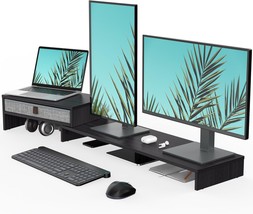 Fenge Computer Monitor Riser Stand With Drawer For 2 Or 3 Monitors, Black - £41.76 GBP