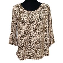 Michael Kors Leopard Print Bell Sleeve Top Size Medium - £22.97 GBP