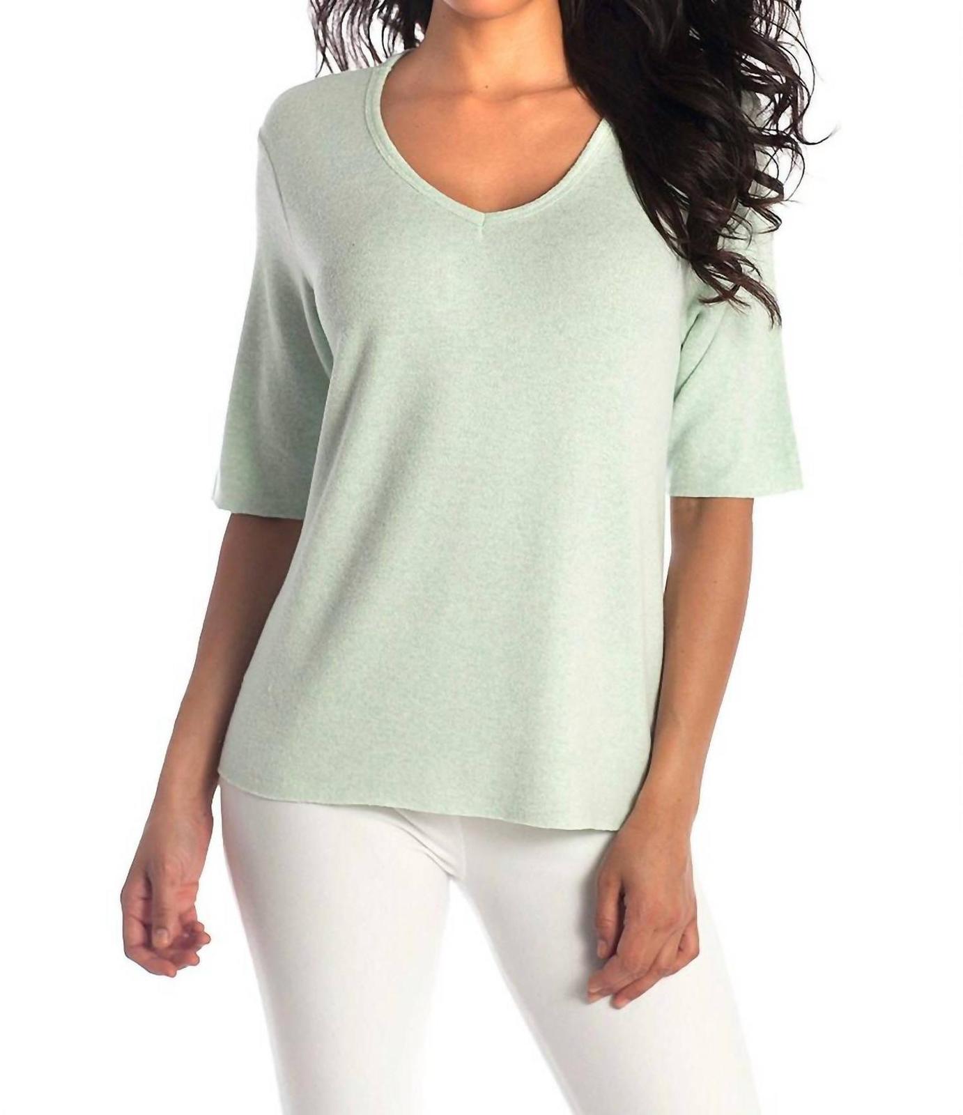 French Kyss Jacqueline Kashmira V-Neck Short Sleeve Mint - $34.00
