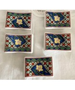 5 Japanese Ceramic Chop Stick Rests 2&quot; White w Floral Design Unmarked - $280.60 MXN