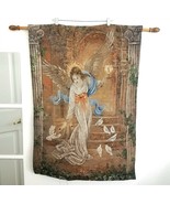 Christmas Tapestry Wall Hanging With Lights Angel Of Light Decoration 26x36 - £43.50 GBP