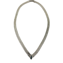VTG Napier Silver Toned Herringbone Necklace Signed 18&quot; - £15.56 GBP