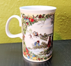 Dunoon Scotland Christmas Cheer Gathering Mistletoe 9 oz Coffee Tea Mug Cup - $28.23
