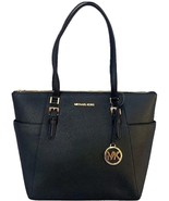 MICHAEL KORS Charlotte Handbag/Purse Shoulder Bag Tote ~ Black ~ Top Zip ~ Logo - £117.67 GBP