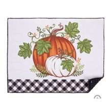 Pumpkin Vines Buffalo Check Dish Drying Mat Reversible to Black Fall Kit... - $15.86