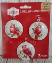 Christmas Ornaments Cardinals Winter Cardinal Bird Tree Ornament Decor Mini 3 pc - £9.50 GBP