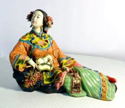 Antique Chinese WUCAI Pottery Qing Lady in Spring Princess Girl Statue F... - £132.06 GBP