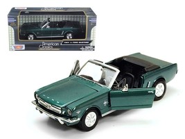 1964 1/2 Ford Mustang Convertible Green Metallic 1/24 Diecast Model Car by Moto - £30.71 GBP
