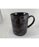 Pier 1 Black Coffee Cup Dimensional with Cherries and leaves  10 oz. - $16.26 CAD