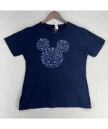 Disney Christmas Mickey Mouse Snowflake Black T-Shirt Size L - $16.42