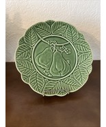 Majolica Bordallo Pinhiero Green Embossed Pear Salad  Lunch Dessert Plat... - €19,46 EUR