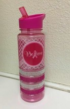 BRAND NEW &quot;FAITH BELIEVE HOPE&quot; PINK PRINTED RHINESTONE WATER BOTTLE,FREE... - $8.56