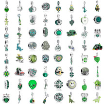 925 Sterling Silvering Green Cactus Car Fine Beads Fit charm Women DIY Jewelry - £10.44 GBP