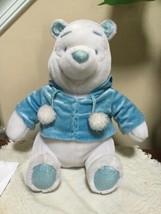 Disney Winnie The Pooh Bear White Winter Plush Stuffed Animal Snowflake 14” - $12.86