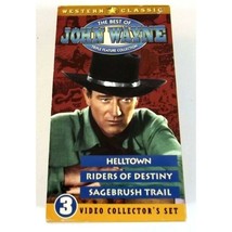 John Wayne VHS Triple Feature Hell Town Rider Of Destiny Sagebrush Trail 3 Tapes - £5.48 GBP