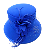 Vintage Milano Paris Derby Blue Embroidered Floral Beaded Feather Cockta... - £22.83 GBP