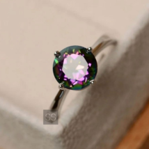 Mystic Topaz Ring for Women, 925 Sterling Silver Ring, Engagement Jewelry - £63.79 GBP