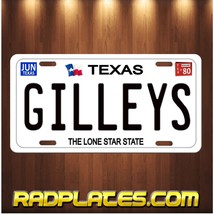 GILLEYS Night club inspired art Black TEXT Vanity Aluminum License Plate Tag New - £15.40 GBP