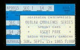 WOO-CHALLENGE Series Ticket STUB--9/15/1985--ASCOT Park Vg - £25.17 GBP