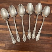 6 Rogers Co Alexis Rose Teaspoons Korea Stainless Flatware Spoons - $23.50