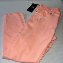Rock &amp; Republic Jean Hamburg Neon Orange Distressed Ankle Skinny Jeans Size 8 - £46.68 GBP