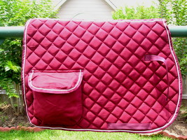 Horse Quilted ENGLISH SADDLE PAD Trail Burgundy 7244 - $23.75