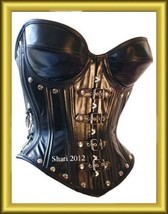 New Beautiful High Quality Black Leather Steampunk Corset - £70.78 GBP