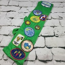 Vintage 80s Girl Scouts Sash Troop #716 Merit Badges Columbia River Cookie Bee - £22.31 GBP