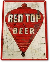 Red Top Beer Logo Retro Vintage Bar Man Cave Garage Wall Decor Large Met... - $21.95