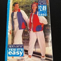 See &amp; Sew Pattern 5892 Unisex Jacket &amp; Pants B (L-XL) 80s Parachute Pant... - £4.30 GBP