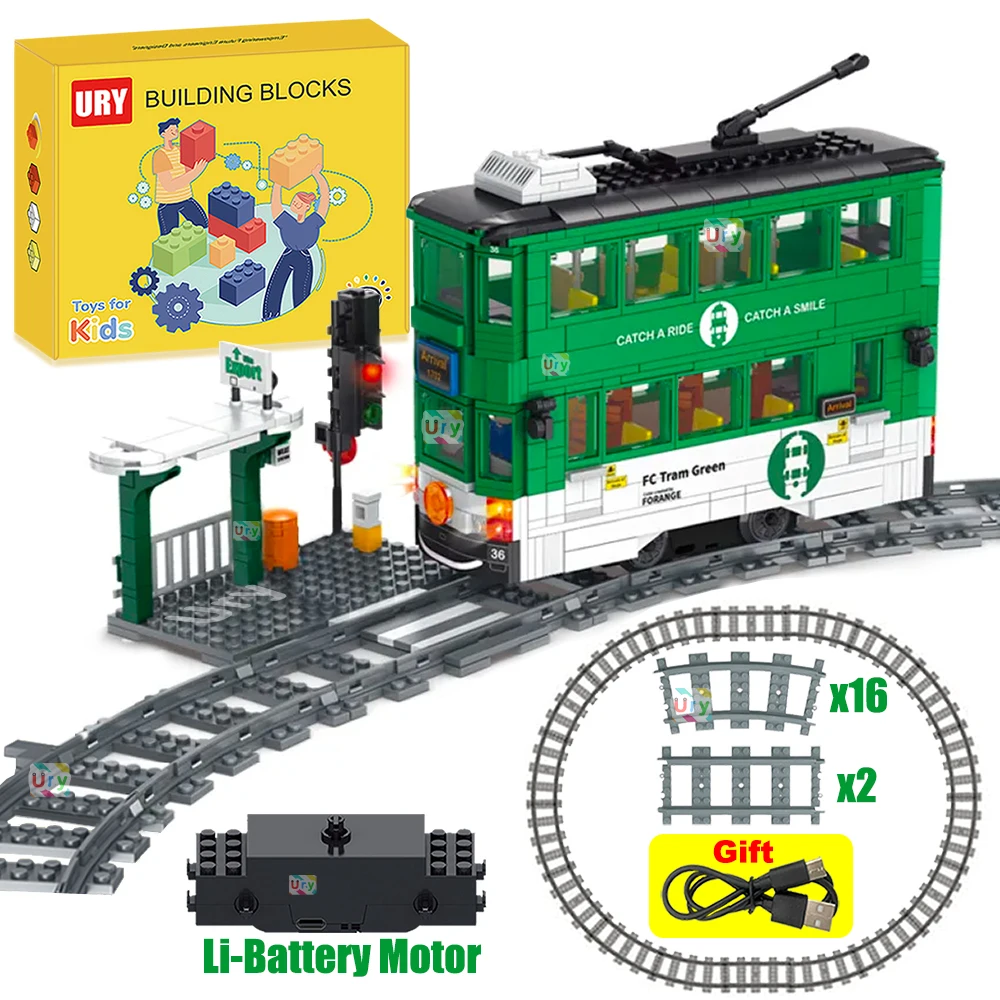 Y car metro tram electric model rechargeable lithium battery motor building blocks toys thumb200