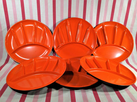 FAB Mid Century 6pc Poppy Orange TRENDS Lacquerware Divided Fondue Plate... - $48.00