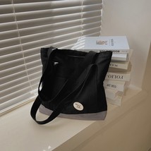 Casual Canvas Women Large Capacity Shoulder Bags Fashion Patchwork Ladies Simple - £27.97 GBP