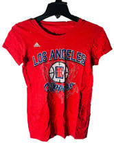 adidas Women&#39;s Los Angeles Clippers Bling Net Short-Sleeve T-Shirt MEDIUM RED - £17.36 GBP