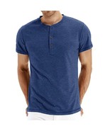 Quality  Henry Neck Fashion Design Slim Fit Male Short Sleeve T Shirt Fo... - $15.93
