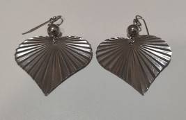Lovisa Heart Earrings Silvertone Krimped Fashion Jewelry - £3.58 GBP