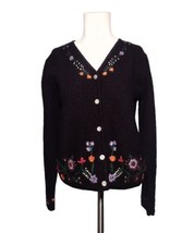 Vintage Karen Scott Petites All Wool Crewel Embroidered Cardigan Sweater... - $20.89