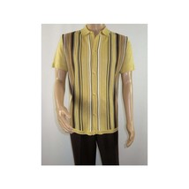 Mens Stacy Adams Italian Style Knit Woven Shirt Short Sleeves 3112 Honey Beige image 2