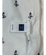 Janie and Jack Baby Blanket Navy Blue Anchors White 33x24 Cotton Boy Lovey - £14.37 GBP