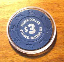 $3. Silver Dollar Casino Chip -6th Avenue -Tacoma,Washington - UNICORN M... - £6.35 GBP